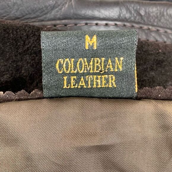 Vintage 80s Camyr Button Front Western Leather Coat Size M Chocolate Brown - Picture 11 of 11